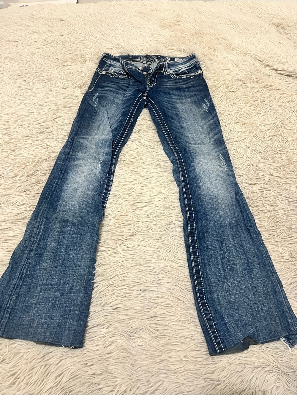 Miss Me Blue Distressed Flare Jeans